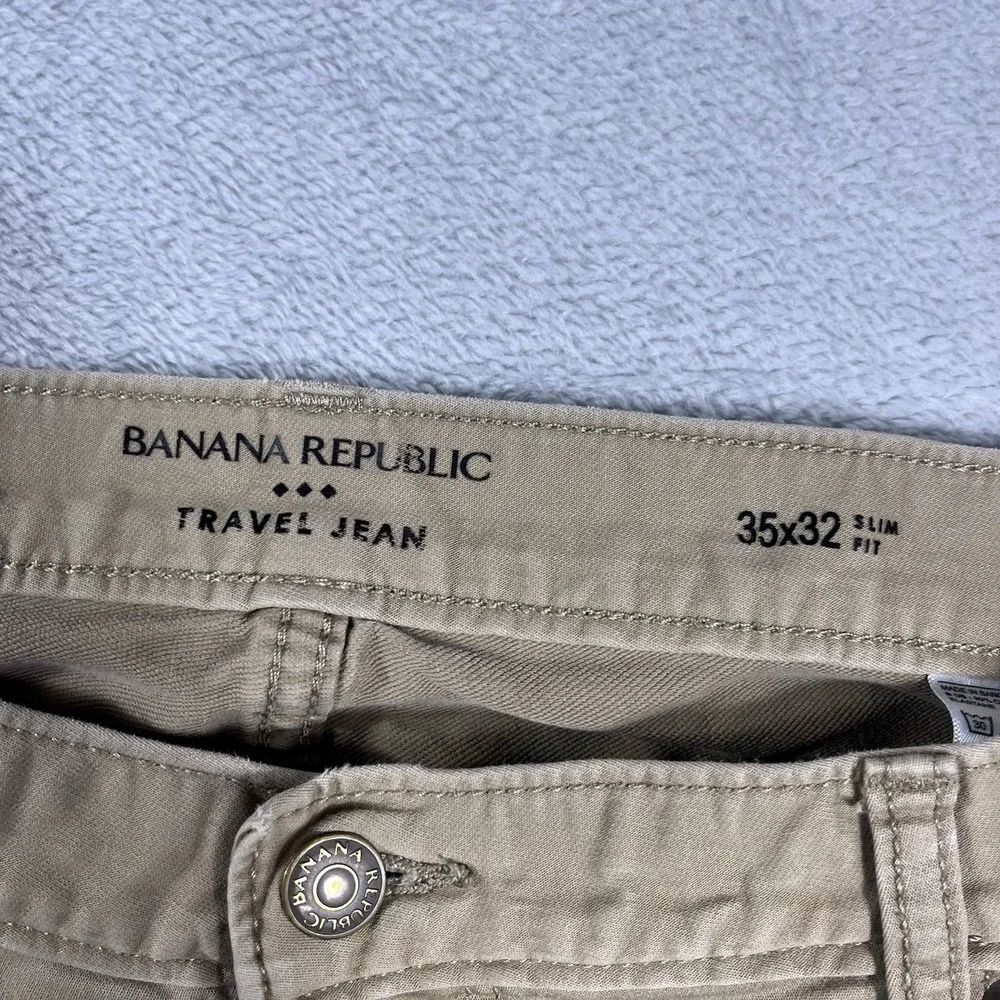 Banana Republic Travel Jean Slim Fit Jeans‎ Mens Size 35x30* Beige Denim